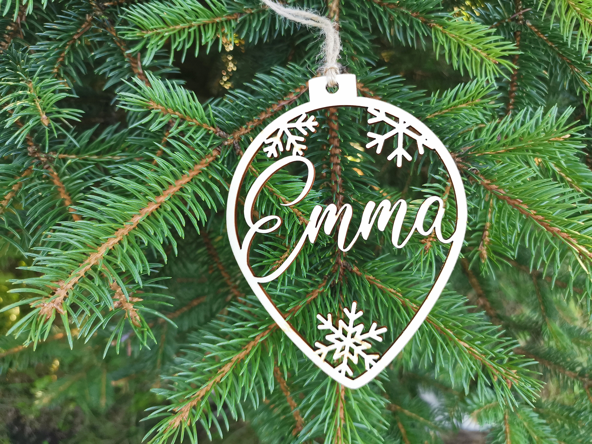 tree ornaments gift tags 3 x wooden Christmas personalised bauble decoration 