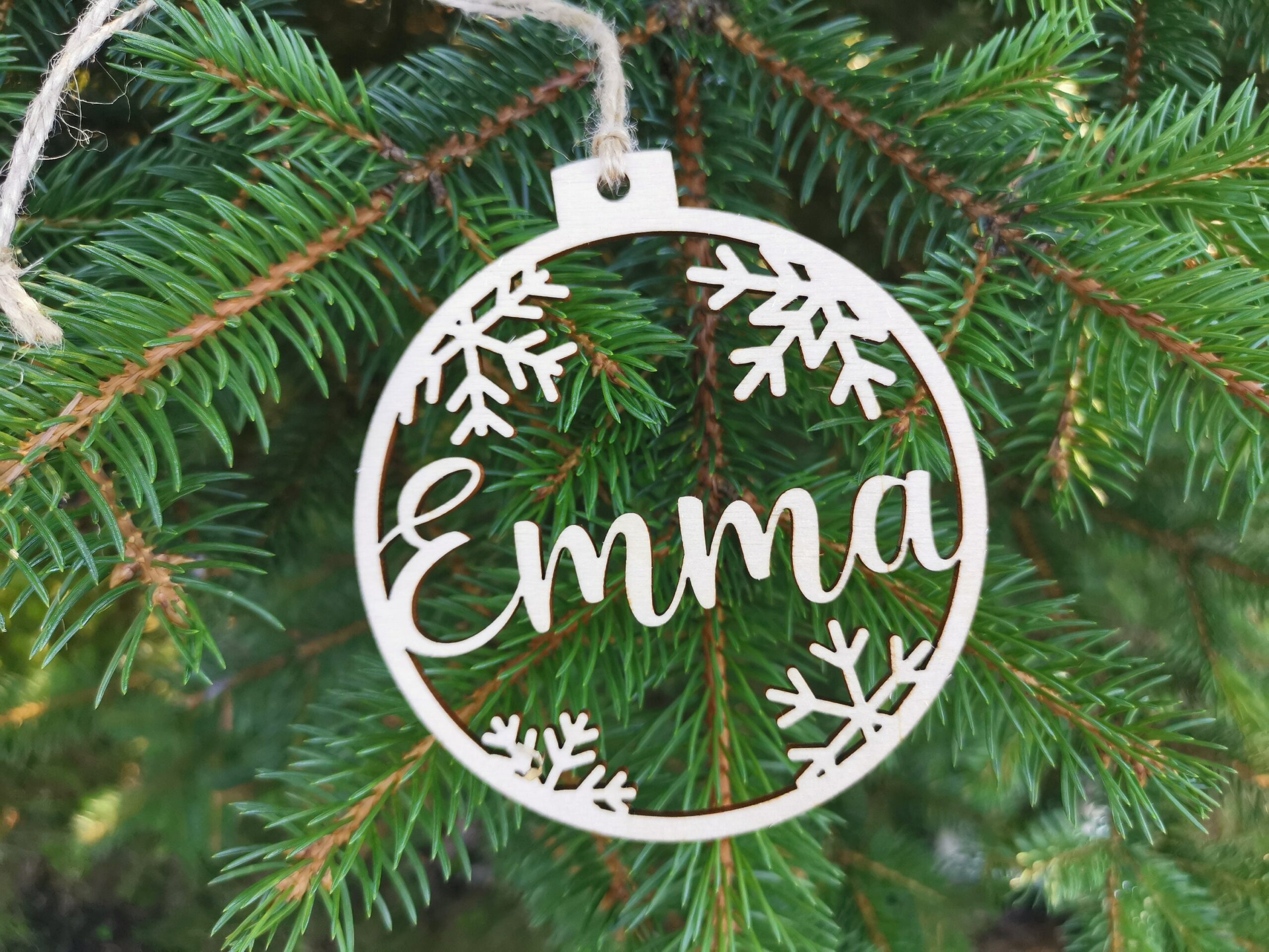Mdf Laser Personalised Christmas Bauble Tree Decoration 