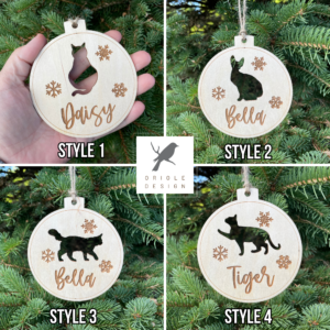 Personalized Cat Name Christmas Ornament
