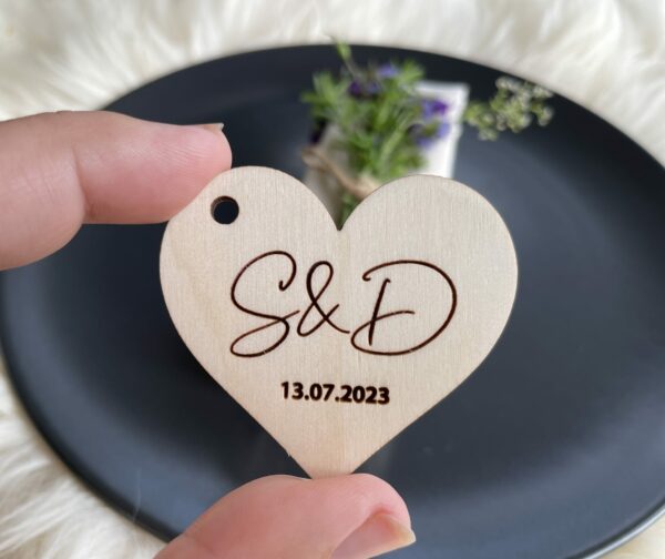 Wooden Heart Place Cards Wedding Favors