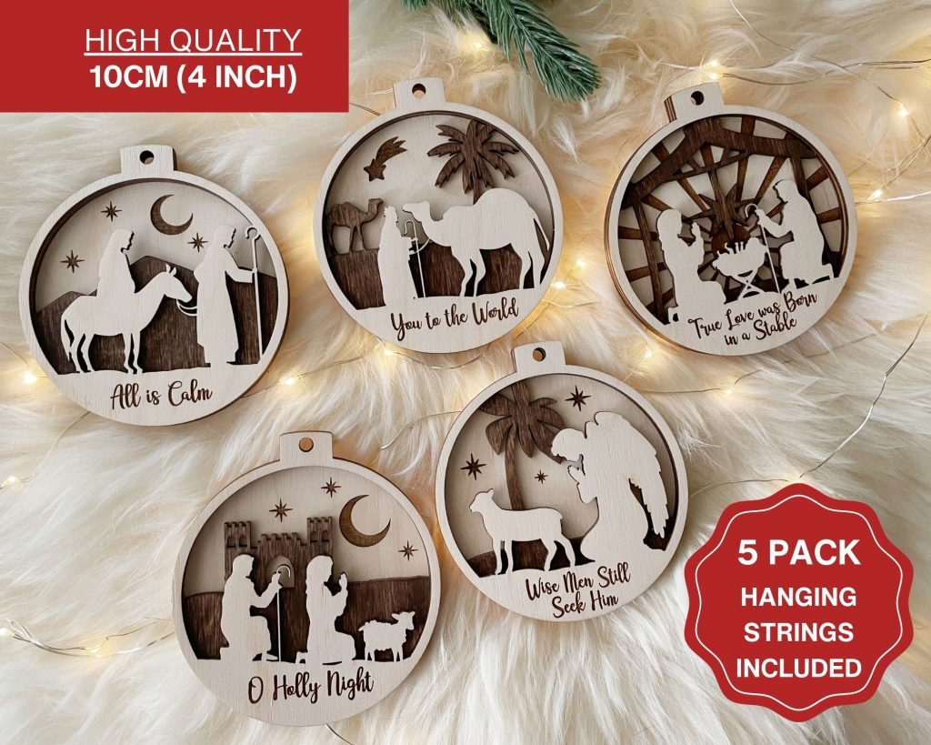 Nativity Christmas Ornaments 5 pack by Oriole.Design