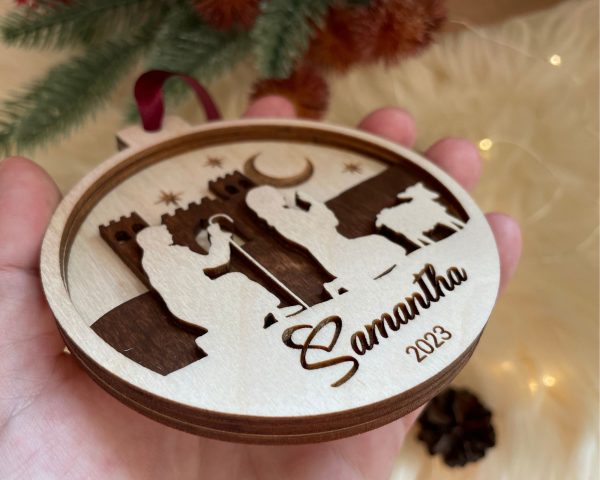 Nativity personalized Christmas ornament