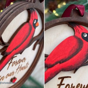 cardinal ornament, forever in our hearts